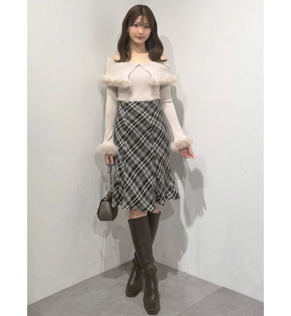 MERCURYDUO「【WEB限定カラーあり】フェイクファートリミングニット」|ニット・セーター|