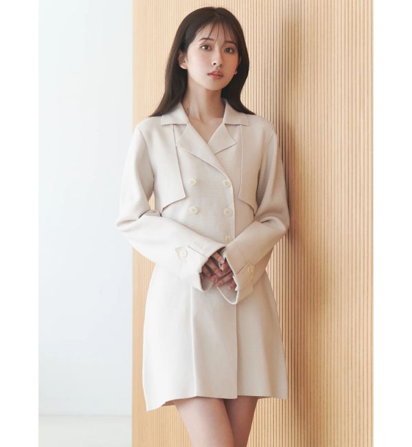 MERCURYDUO「ニットジャケットミニワンピース」|ワンピース|アイボリー