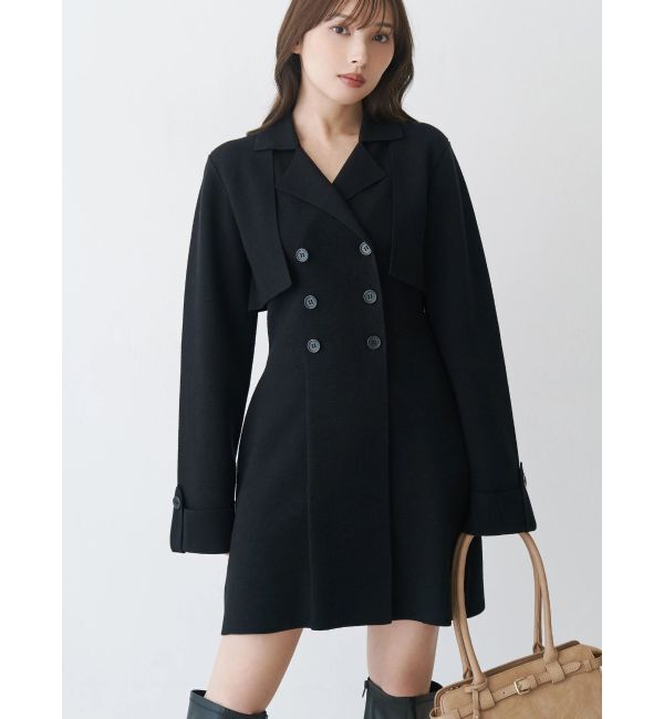 MERCURYDUO「ニットジャケットミニワンピース」|ワンピース|ブラック