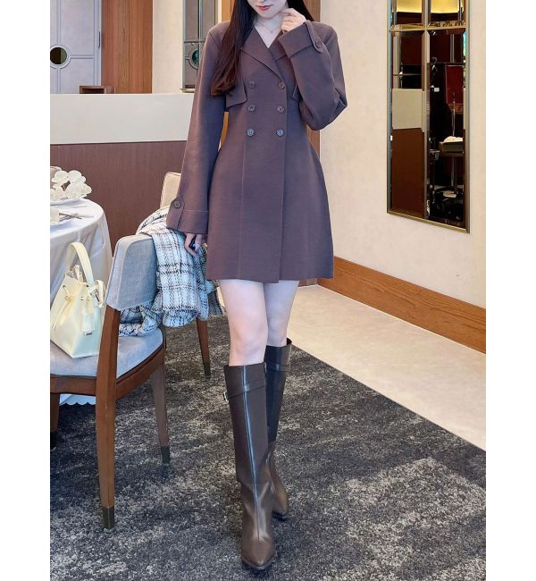 MERCURYDUO「ニットジャケットミニワンピース」|ワンピース|ブラウン