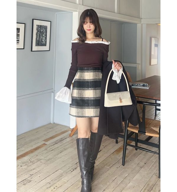 MERCURYDUO「シャギーチェックミニスカート」|スカート|