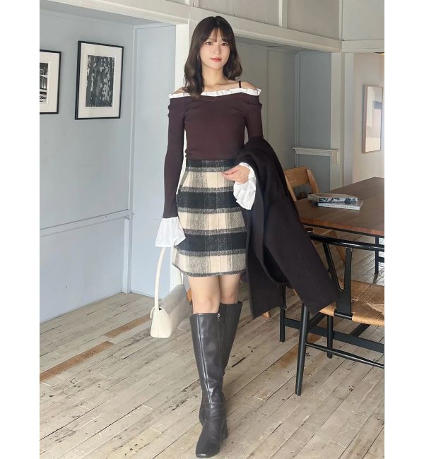 MERCURYDUO「シャギーチェックミニスカート」|スカート|