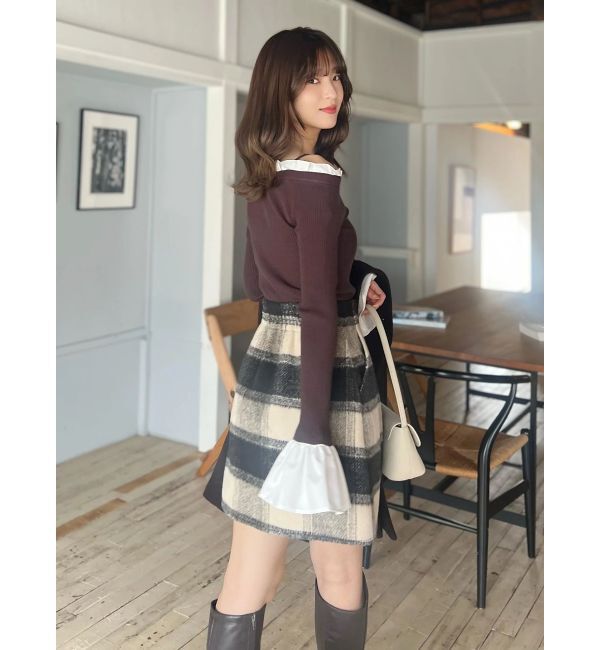 MERCURYDUO「シャギーチェックミニスカート」|スカート|