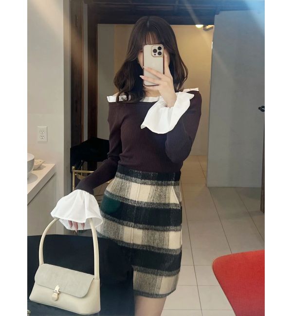 MERCURYDUO「シャギーチェックミニスカート」|スカート|