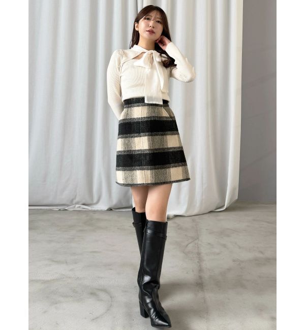 MERCURYDUO「シャギーチェックミニスカート」|スカート|