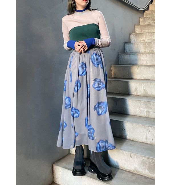 MURUA「ニュアンスフラワープリントスカート」|スカート|