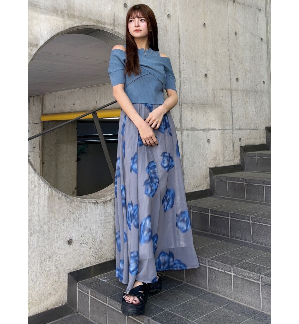 MURUA「ニュアンスフラワープリントスカート」|スカート|