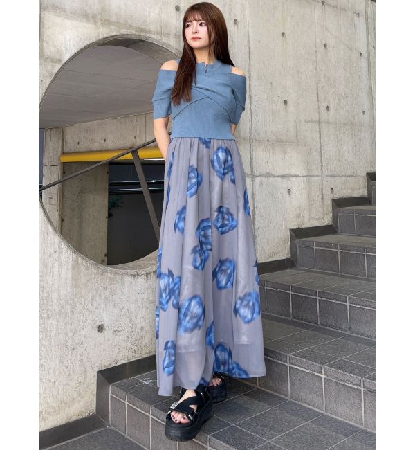 MURUA「ニュアンスフラワープリントスカート」|スカート|