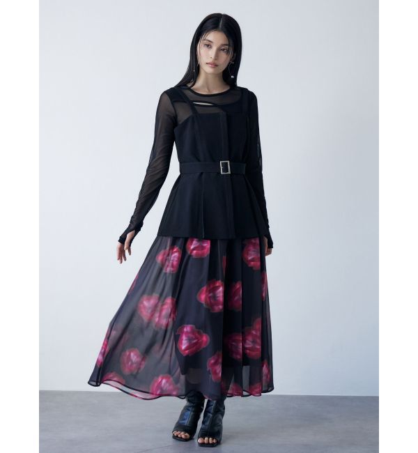 MURUA「ニュアンスフラワープリントスカート」|スカート|