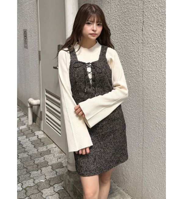 MURUA「フロントレースアップミニワンピース」|ワンピース|
