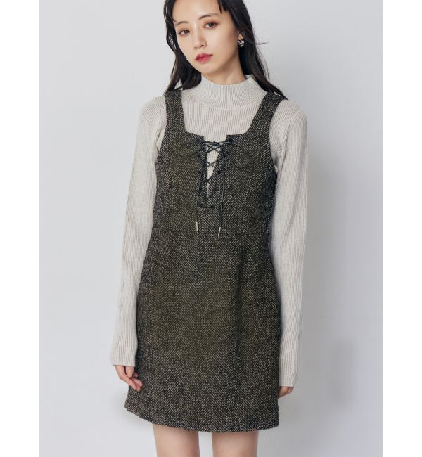 MURUA「フロントレースアップミニワンピース」|ワンピース|ブラウン