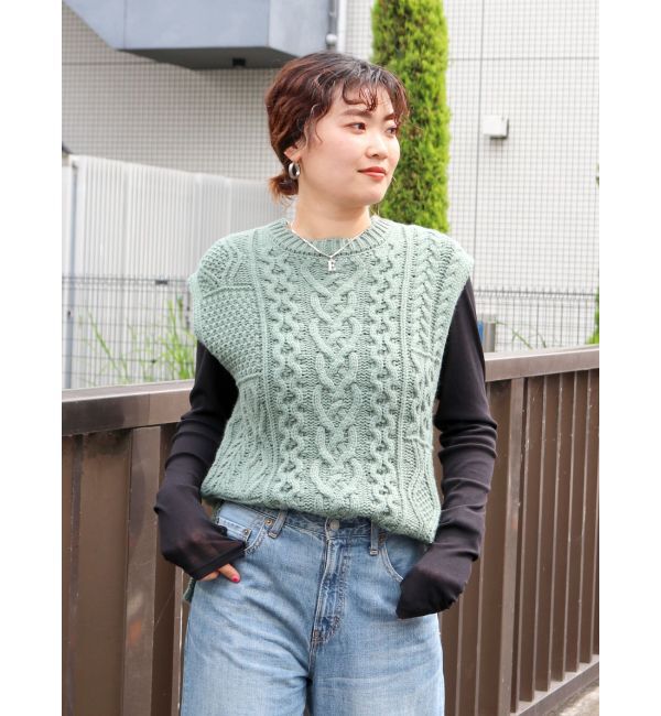 Ungrid「【WEB限定】パッチワークケーブルニットベスト」|ベスト・ジレ|