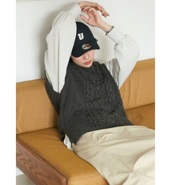 Ungrid「【WEB限定】パッチワークケーブルニットベスト」|ベスト・ジレ|