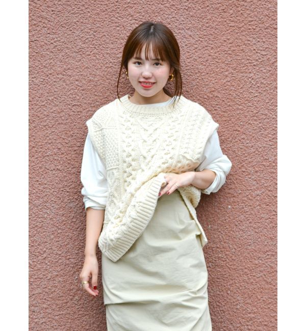 Ungrid「【WEB限定】パッチワークケーブルニットベスト」|ベスト・ジレ|