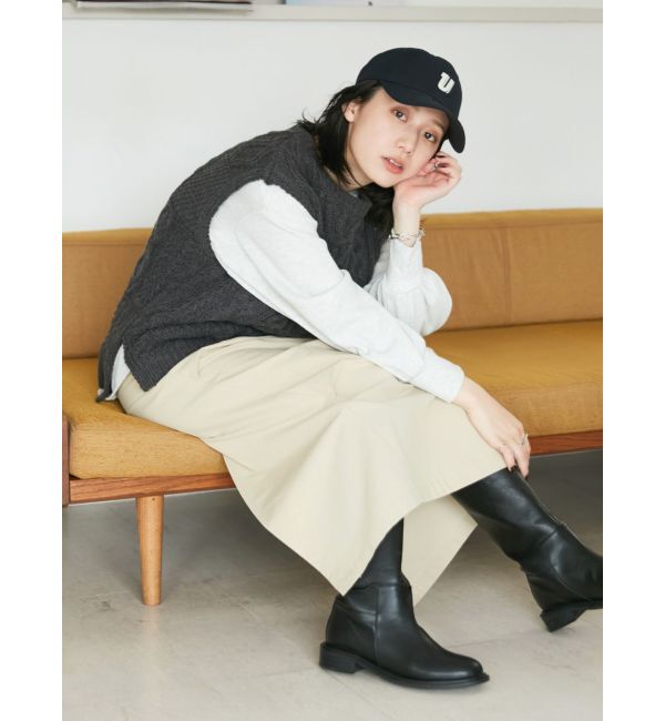 Ungrid「【WEB限定】パッチワークケーブルニットベスト」|ベスト・ジレ|チャコールグレー