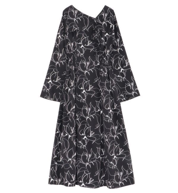 LAGUNAMOON「ドローイングフラワーワンピース」|ワンピース|ブラック