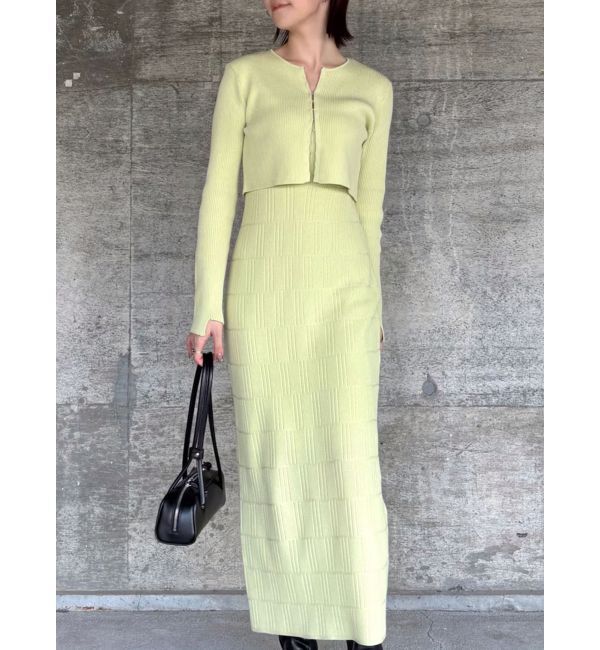 LAGUNAMOON「カーデセットパターンニットワンピース」|ワンピース|イエロー