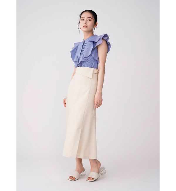 LAGUNAMOON「アシンメトリーウエストラペルスカート」|スカート|