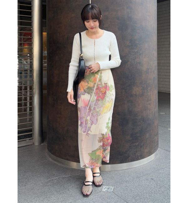 LAGUNAMOON「【DELIGENCE PARLOURコラボ】アートフラワープリントシアースカート」|スカート|