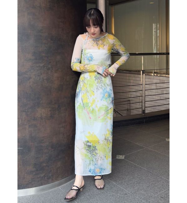 LAGUNAMOON「【DELIGENCE PARLOURコラボ】アートフラワープリントシアースカート」|スカート|