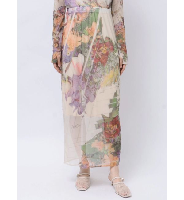 LAGUNAMOON「【DELIGENCE PARLOURコラボ】アートフラワープリントシアースカート」|スカート|