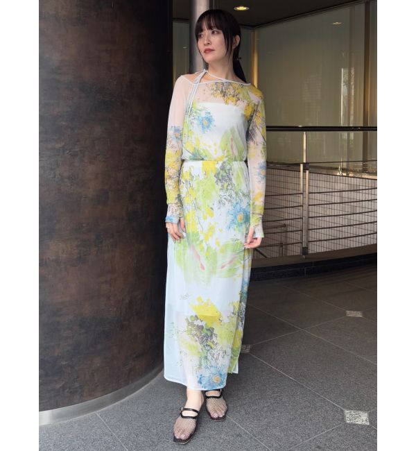 LAGUNAMOON「【DELIGENCE PARLOURコラボ】アートフラワープリントシアースカート」|スカート|