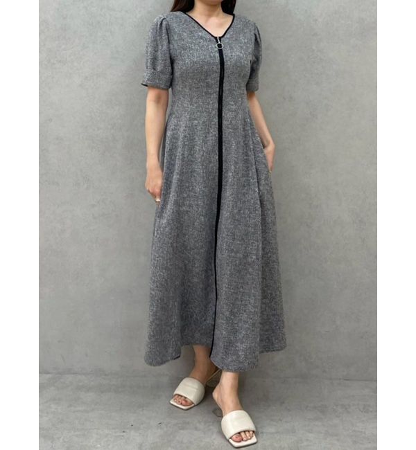 LAGUNAMOON「フロントジップVネックフレアワンピース」|ワンピース|