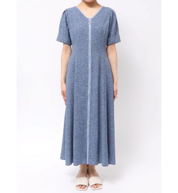 LAGUNAMOON「フロントジップVネックフレアワンピース」|ワンピース|