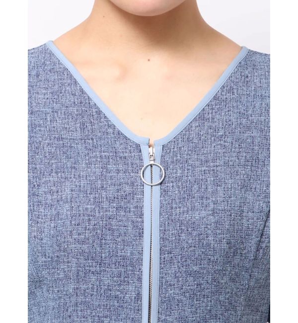 LAGUNAMOON「フロントジップVネックフレアワンピース」|ワンピース|