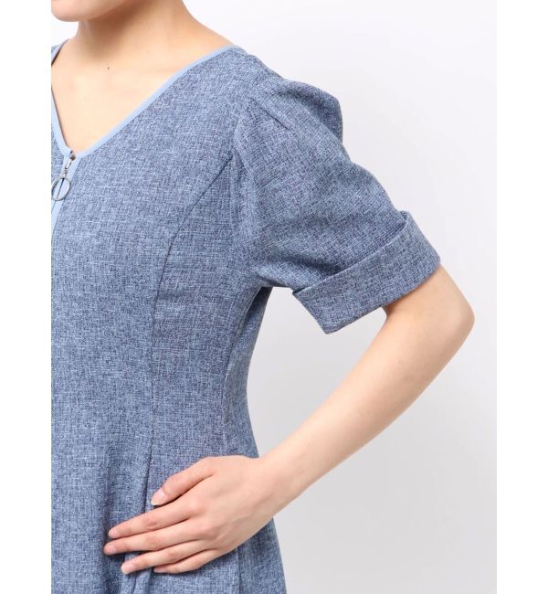 LAGUNAMOON「フロントジップVネックフレアワンピース」|ワンピース|