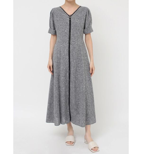 LAGUNAMOON「フロントジップVネックフレアワンピース」|ワンピース|