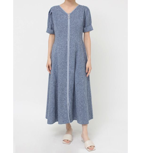 LAGUNAMOON「フロントジップVネックフレアワンピース」|ワンピース|