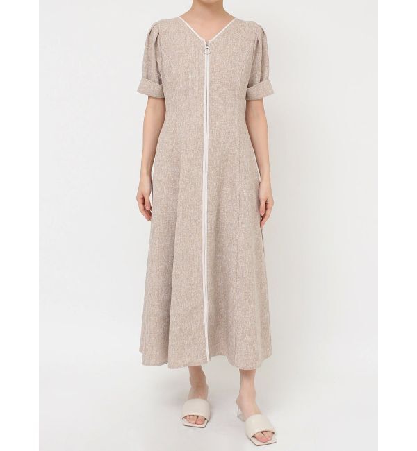 LAGUNAMOON「フロントジップVネックフレアワンピース」|ワンピース|