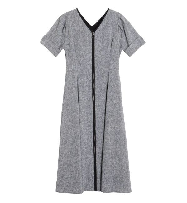 LAGUNAMOON「フロントジップVネックフレアワンピース」|ワンピース|