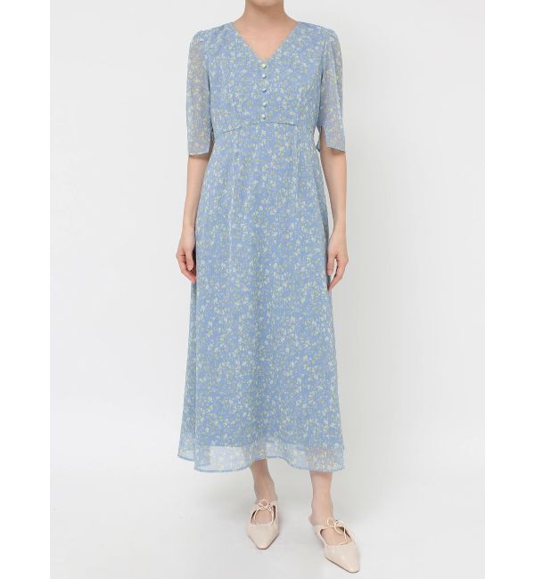 LAGUNAMOON「スモールフラワーパターンVネックワンピース」|ワンピース|