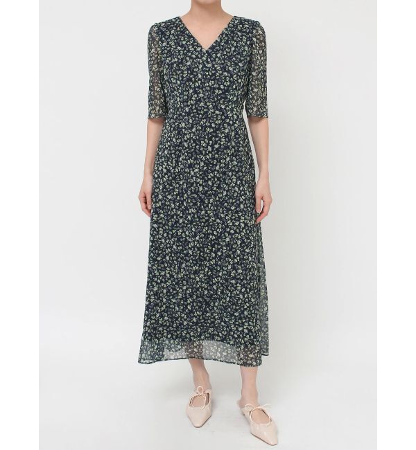 LAGUNAMOON「スモールフラワーパターンVネックワンピース」|ワンピース|