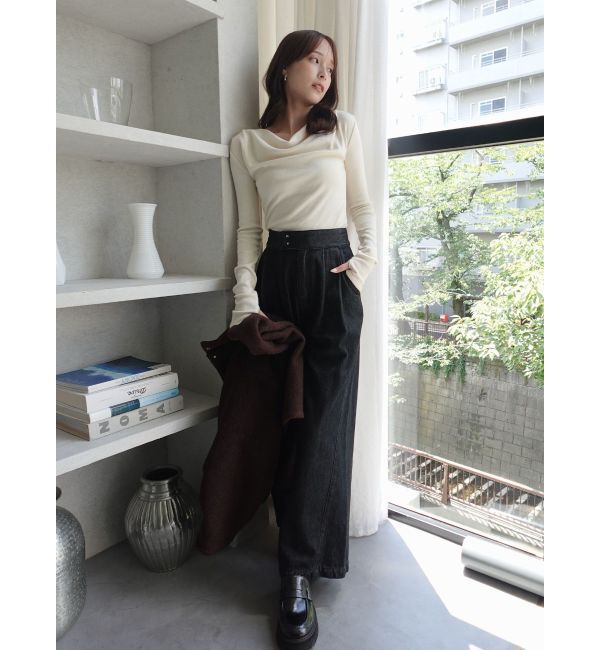 LAGUNAMOON「タックデニムワイドパンツ」|デニム|