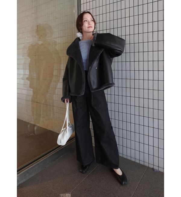 LAGUNAMOON「タックデニムワイドパンツ」|デニム|