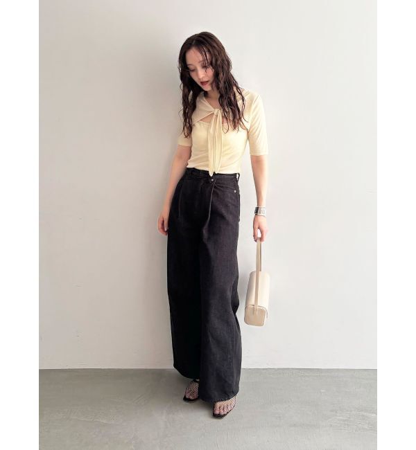 LAGUNAMOON「タックデニムワイドパンツ」|デニム|