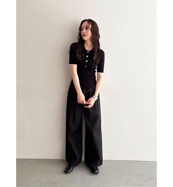 LAGUNAMOON「タックデニムワイドパンツ」|デニム|