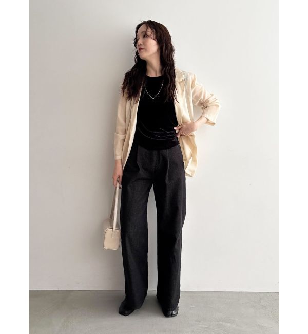 LAGUNAMOON「タックデニムワイドパンツ」|デニム|