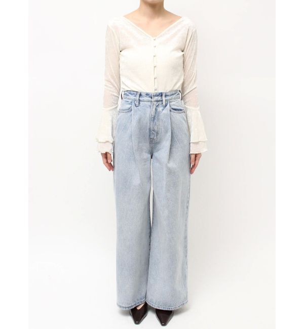 LAGUNAMOON「タックデニムワイドパンツ」|デニム|