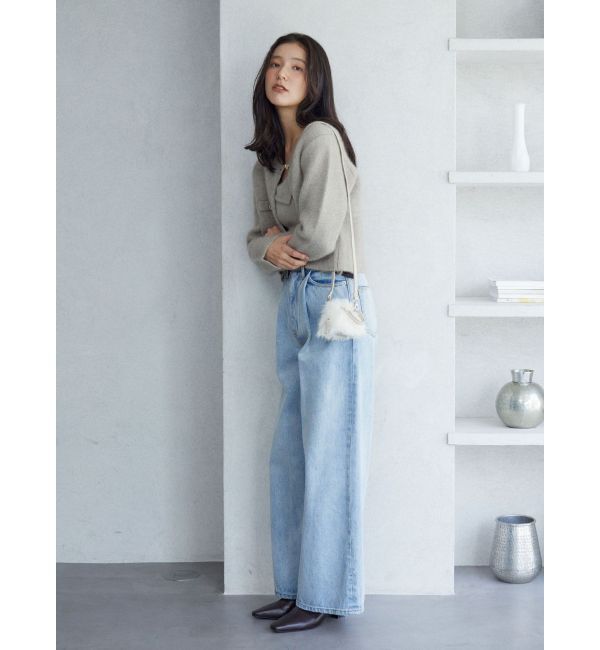 LAGUNAMOON「タックデニムワイドパンツ」|デニム|