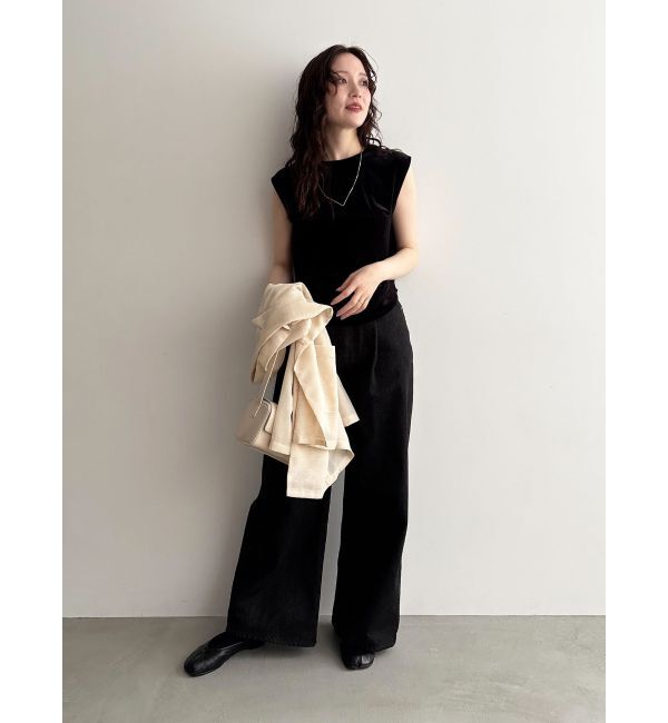 LAGUNAMOON「タックデニムワイドパンツ」|デニム|