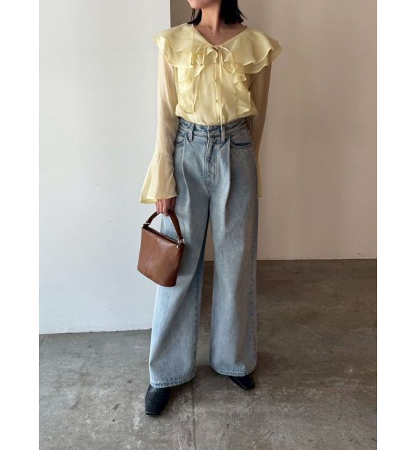 LAGUNAMOON「タックデニムワイドパンツ」|デニム|