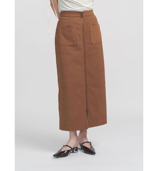 LAGUNAMOON「スエードライクジップIラインスカート」|スカート|キャメル