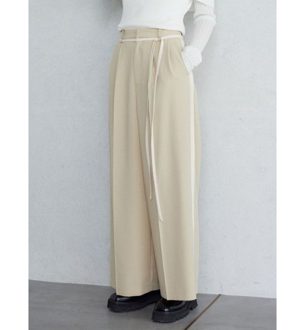 LAGUNAMOON「ラインドレープパンツ」|その他|ベージュ