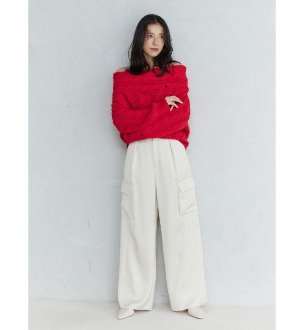 LAGUNAMOON「サテンカーゴワイドパンツ」|カーゴ|