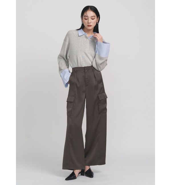 LAGUNAMOON「サテンカーゴワイドパンツ」|カーゴ|