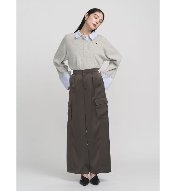 LAGUNAMOON「サテンカーゴワイドパンツ」|カーゴ|